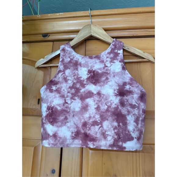 Athleta Conscious Crop Printed Sports Bra Just Dance Ballerina Gown Pink SZ M - Picture 2 of 10